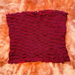 Red and Black Striped Tube Top